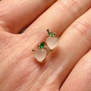 Gold and Green Apple/Peach stud earrings